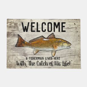 キュートレおもしろいディッシュウェルカム魚釣り引用文 ドアマット
