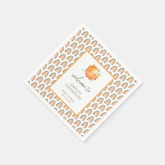 キュートレイオブサンシャインレインボーウェルカムベビーシャワー スタンダードカクテルナプキン (角)