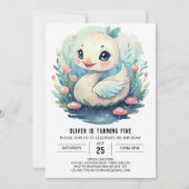 キュートレイクスワンバード誕生日 招待状 (正面)