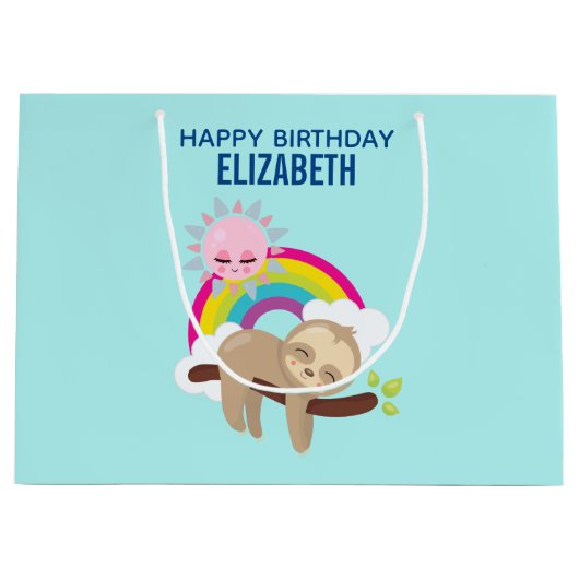 キュートレイジースロスウィズサン&レインボー誕生日 ラージペーパーバッグ (正面)