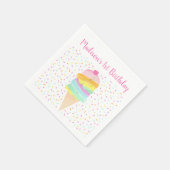 キュートレインボーアイスクリーム誕生日 スタンダードカクテルナプキン (角)