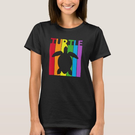 キュートレインボーカメ動物愛好家 Tシャツ (正面)