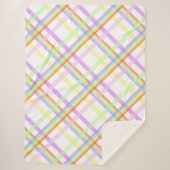 キュートレインボーカラフルタータンチェック シェルパブランケット (正面)
