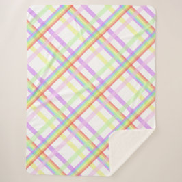 キュートレインボーカラフルタータンチェック シェルパブランケット