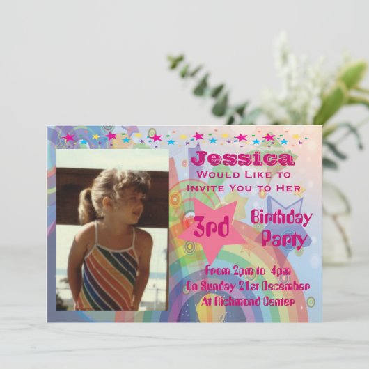 キュートレインボーガールズ誕生日招待状 招待状 (スタンド正面)