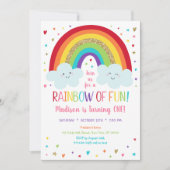 キュートレインボークラウドファースト誕生日 招待状 (正面)