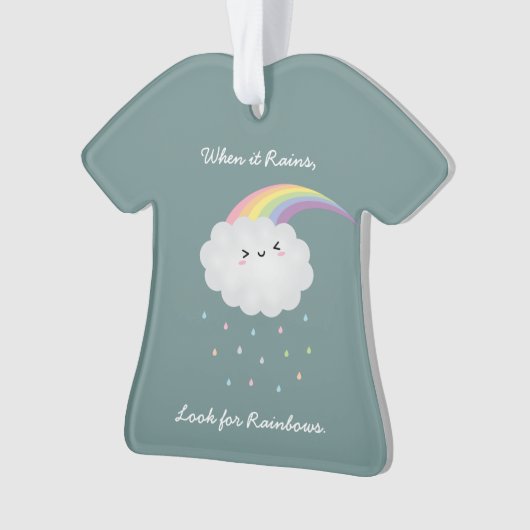 キュートレインボークラウドレイン感動的引用文ことわざ オーナメント (正面)
