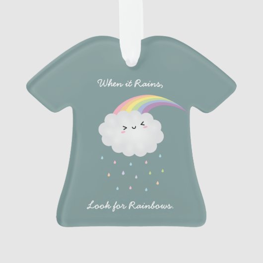 キュートレインボークラウドレイン感動的引用文ことわざ オーナメント (裏面)