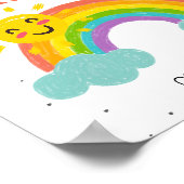 キュートレインボークラウド子供の誕生日 ポスター (角)