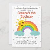 キュートレインボークラウド子供の誕生日 招待状 (正面)