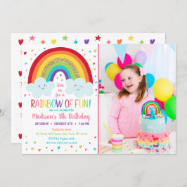 キュートレインボークラウド誕生日 招待状