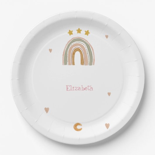 キュートレインボースターズハート ペーパープレート (正面)