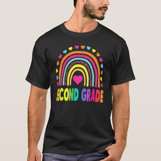 キュートレインボーセカンドグレード新学期先生B Tシャツ (正面)