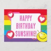 キュートレインボーハートサンシャインハッピーバースデー ポストカード (正面)