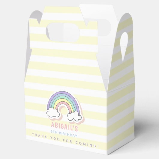 キュートレインボーパステルイエローストライプの子供の誕生日 フェイバーボックス (オープン)