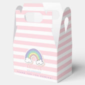 キュートレインボーパステルピンクストライプの子供の誕生日 フェイバーボックス (オープン)