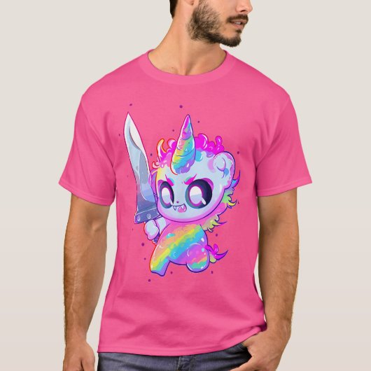キュートレインボーパーティーユニコーンEDM DJ Tシャツ (正面)