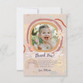 キュートレインボーピンク誕生日サンキューカード サンキューカード (正面)