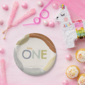 キュートレインボーピンク誕生日紙プレート ペーパープレート (パーティー)