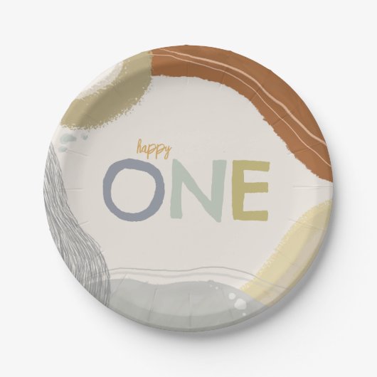 キュートレインボーピンク誕生日紙プレート ペーパープレート (正面)