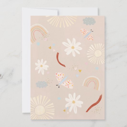 キュートレインボーピンク誕生日 招待状 (裏面)