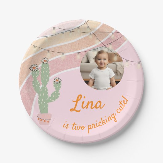 キュートレインボーフィエスタセカンド誕生日 ペーパープレート (正面)