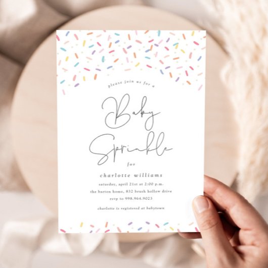 キュートレインボーフラストレンズベビー散水シャワー 招待状