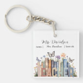 キュートレインボーブックシェルフ&ブックス先生モノグラム キーホルダー (正面)