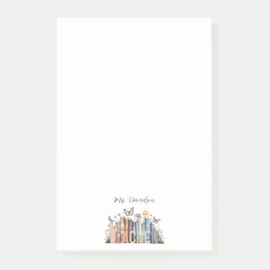 キュートレインボーブックシェルフ&ブックス先生モノグラム ポストイット (正面)