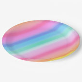 キュートレインボーブライトとカラフル誕生日 ペーパープレート (アングル)