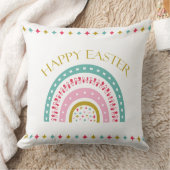 キュートレインボーブルーピンクレッド金ゴールドハッピーイースター クッション (ブランケット)