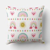 キュートレインボーブルーピンクレッド金ゴールドハッピーイースター クッション (裏面)