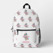 キュートレインボーユニコーンガーリー名前をカスタムする プリントバックパック (正面)