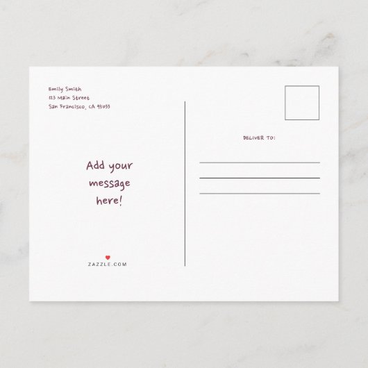 キュートレインボーユニコーンスターズ誕生日 インビテーションポストカード (裏面)