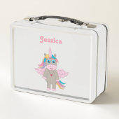 キュートレインボーユニコーンデザイン学校 メタルランチボックス (裏面)