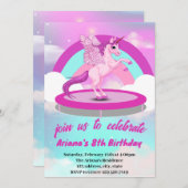 キュートレインボーユニコーントランポリン誕生日インビタティ 招待状 (正面/裏面)