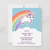 キュートレインボーユニコーンバースデーパーティ招待状 招待状 (裏面)