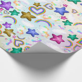 キュートレインボーユニコーンパステルピンクラッピング紙 ラッピングペーパー (角)