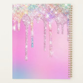 キュートレインボーユニコーンピンクグリッタードリップスモノグラム プランナー手帳 (裏面)