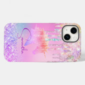 キュートレインボーユニコーンピンクグリッタードリップスモノグラム Case-Mate iPhoneケース (裏面 (横))