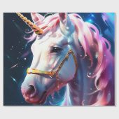 キュートレインボーユニコーン誕生日ラッピングペーパー ラッピングペーパー (フラット)