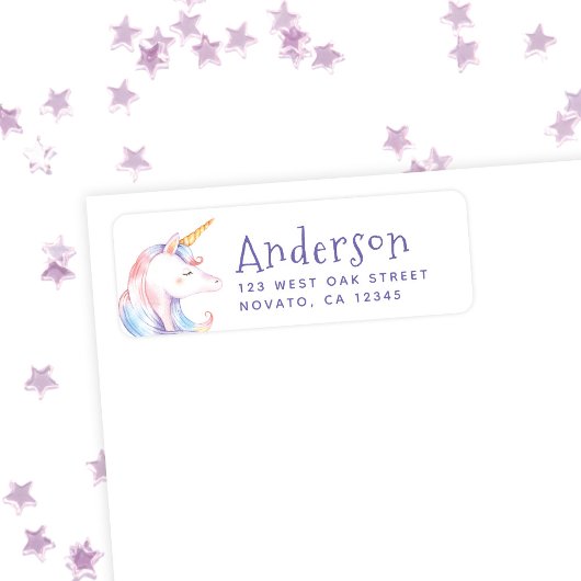 キュートレインボーユニコーン誕生日差出人住所 ラベル