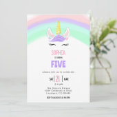 キュートレインボーユニコーン誕生日 招待状 (スタンド正面)