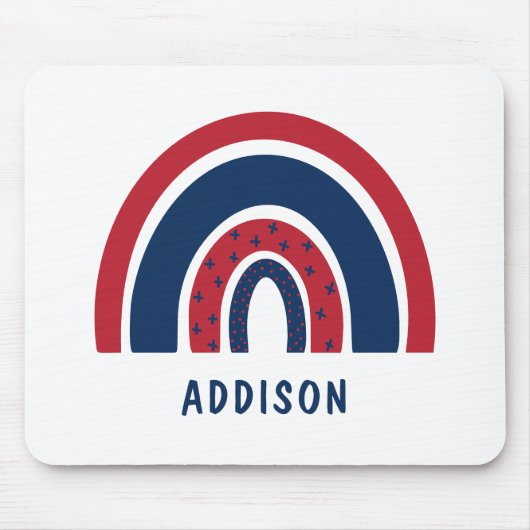 キュートレインボーユニークボーイパーソナライズされた名前をカスタムする マウスパッド (正面)