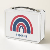 キュートレインボーユニークボーイパーソナライズされた名前をカスタムする メタルランチボックス (裏面)
