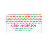 キュートレインボーラブハートカラフルおもしろいシック ラベル (正面)