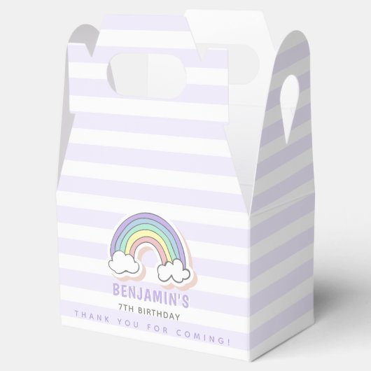 キュートレインボーラベンダーストライプの子供の誕生日 フェイバーボックス (オープン)