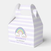 キュートレインボーラベンダーストライプの子供の誕生日 フェイバーボックス (正面サイド)