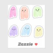 キュートレインボー幽霊ウォーターカラーパステルハロウィーン シール (シート)