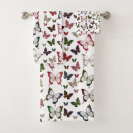 キュートレインボー春バタフライデザイン バスタオルセット